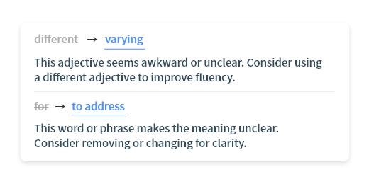 Wordvice AI 英语语法检查器在修改语言同时提供缘由解释。